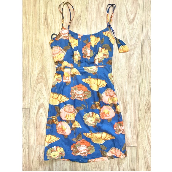 NWT Anthropologie Peony Slip Dress Silk French Blue Floral Sz 2 - Picture 4 of 12